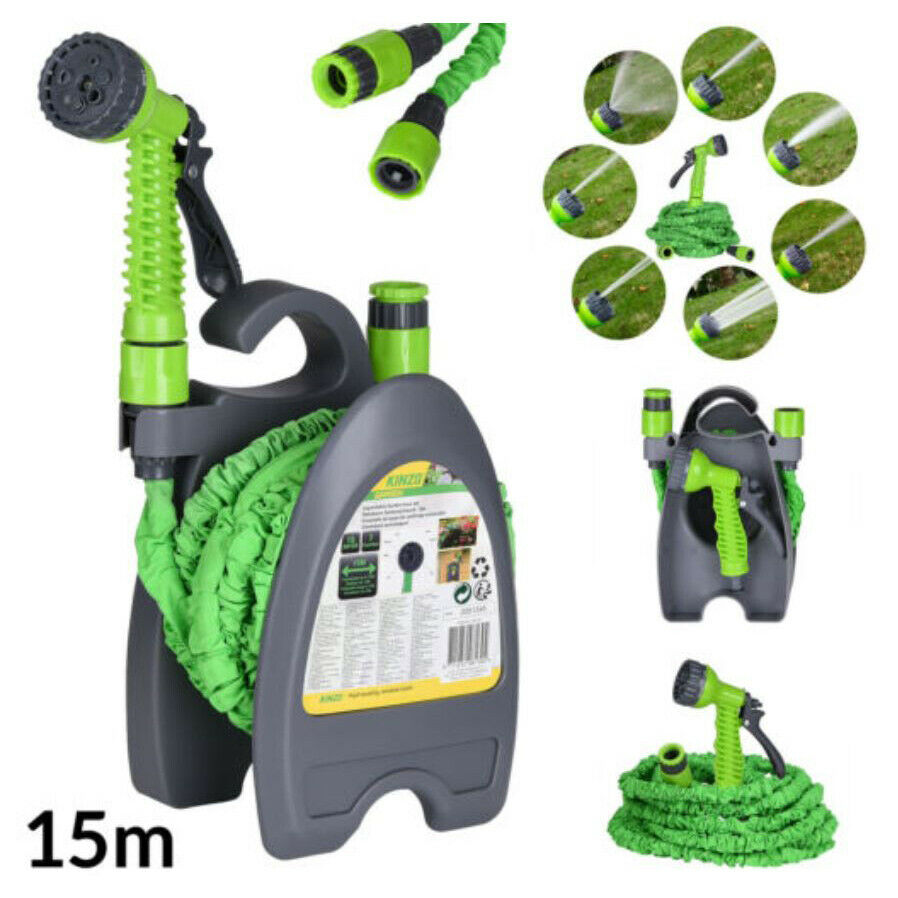 15M Expanding Garden Hose This set has a nozzle with 7 different functions walls wall-mounted wall stands stand sprays spraying spraygun Sprayer Spray Gun reels reel pipes pipe nozzles Mounts Mounted Mountable mount metre meter jets Jet hoses Hosepipes Hosepipe Holder's holder guns gun gardens gardening gardeners gardener Expandable expand 15