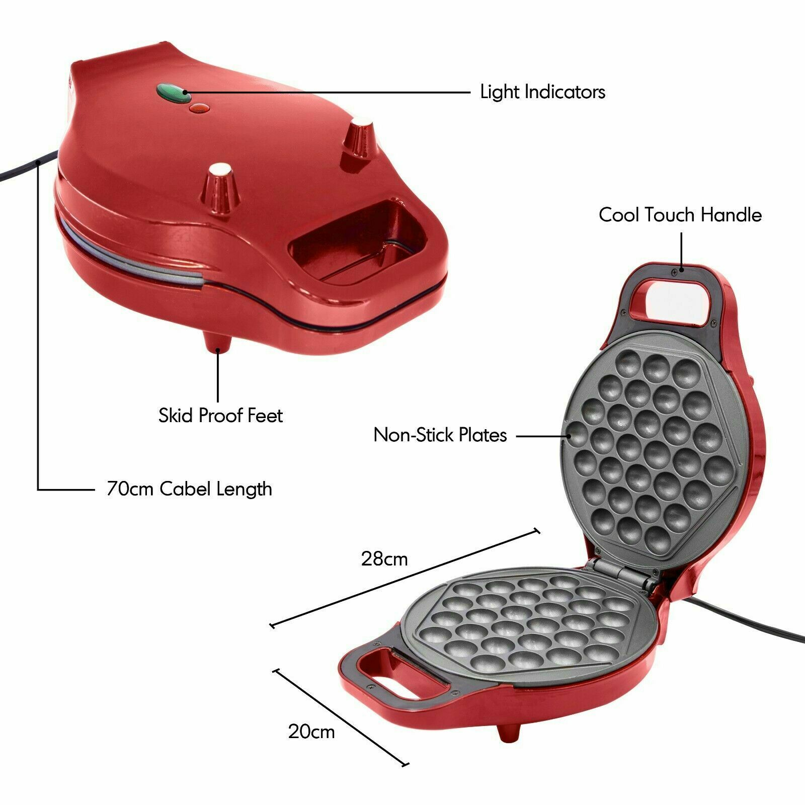 Bubble Waffle Maker rotate the churros maker so the batter is distributed evenly, and you make perfectly shaped churros every time waffles systems system Sticks stick Rotary Red pans pan Non-drip non stick non Metallic metal Making Makers make eggs egg cookware cooks cooking cookers cook cakes cake bubbles 700W 180°
