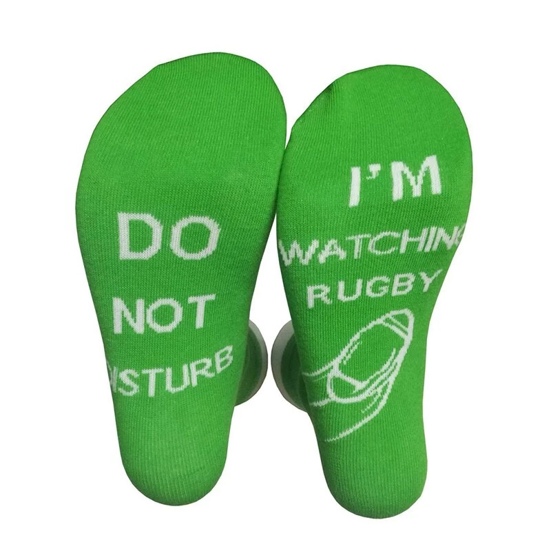 green 'I'm Watching Rugby' Socks Give the rugby fan a gift hilarious novelty socks slogan Do not disturb watching watch union TV toes toe team teams sports sport sock present nations mens men match man league home great gift games game day game fun foot feet fans fan cotton comfortable clothing cheeky breathable boy ball adult