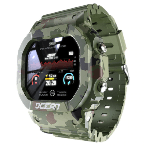 Army Green Ocean Smartwatch Downlad the DayBand App to your smartphone, tracking, calorie burn tracking, goal setting, exercise tracking, information reminder, remote camera, multiple alarms, sleep mode, and more! Pedometer: Women’s womens women watches watch trackers tracker smartwatches smart sleep monitor Rate