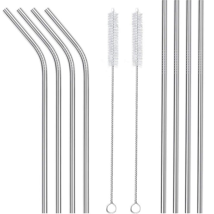 Pack of Eight Stainless Steel Drinking Straws Trenz
