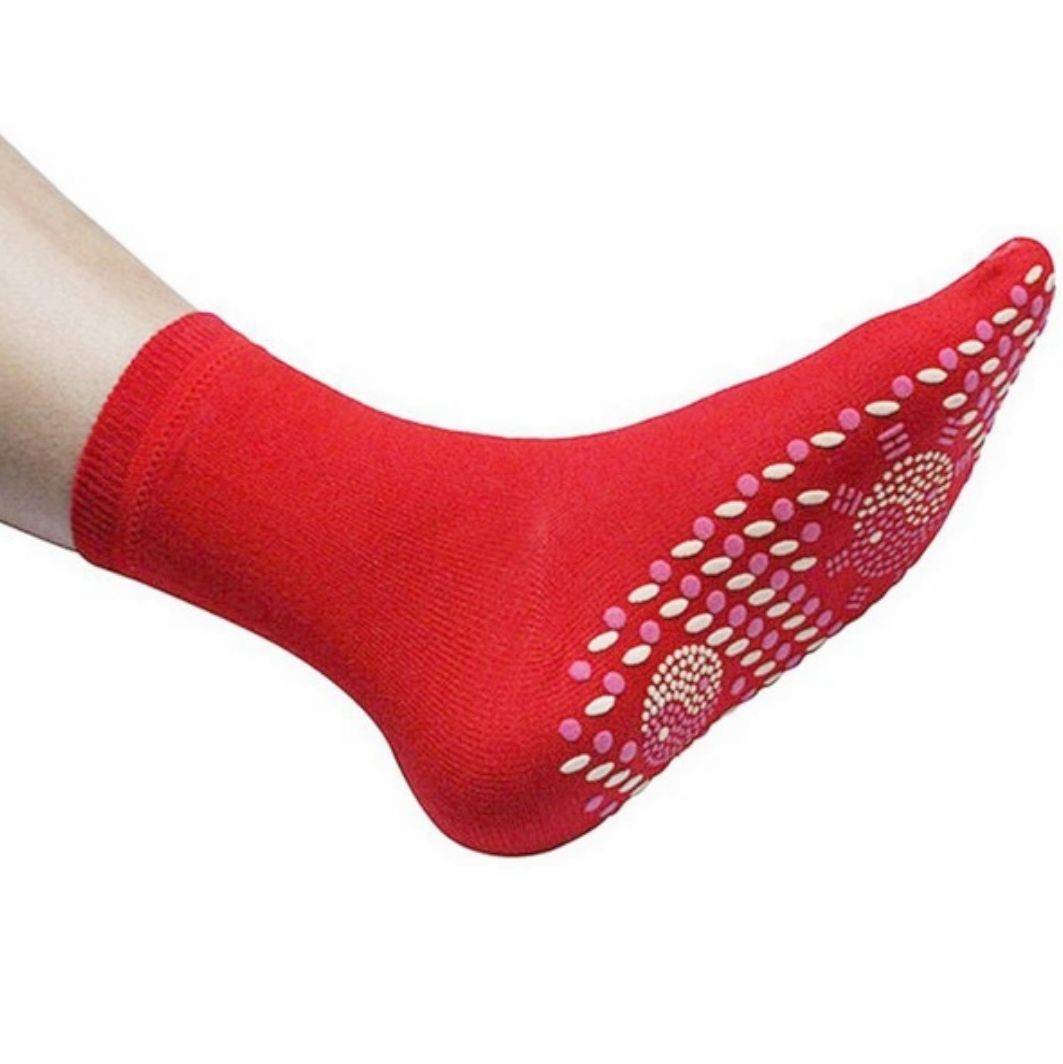 Self Heating Magnetic Socks No cold, tired feet with these self-heating magnetic socks tourmaline infused socks help micro-circulation improves blood circulation tired stress relief sock's shoe Self-heating Relieve relief painless painful pain relief natural magnetic infused Heated Heat health foot soles foot feet cotton comfortable comfort