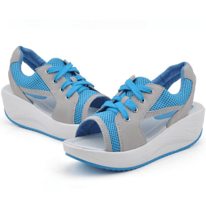 Sling-Back Trainer Wedge Sandals Can’t decide sandal or a trainer? The shoe for you! rounded healed sole open toe front lace ankle sling women woman wedges travel trainers toes toe summers summer style sporty sling shoes shoe Sandal outfit Open Light Ladies Lace hot Home holiday gold girls girl gift fun fashion Day clothing bestlife beaches beach