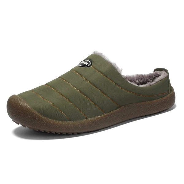 Khaki Unisex Outdoor Slippers Step into ultimate comfort soft lined slip resistant sole and raised toe-lipwinter weather waterrpoof warther warmth warming warm Unisex tred toes Soled sole snug slips slippers Slipper shoe sandals non slip lining Indoor Heat fur footwear feet Faux-Fur fashion cotton cosy