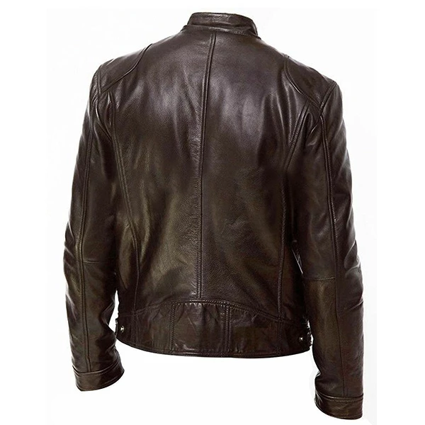 Men’s Vintage Biker Style Jacket this seasons latest look hard wearing fashionable with jeans rugged vegan PU leather zips vegan t-shirt stylish style shaped overcoat motorcycles motorcycle motorbikes Motorbike motor men jackets him fashion durable cowboy collar coats coat classic brown autumn attire