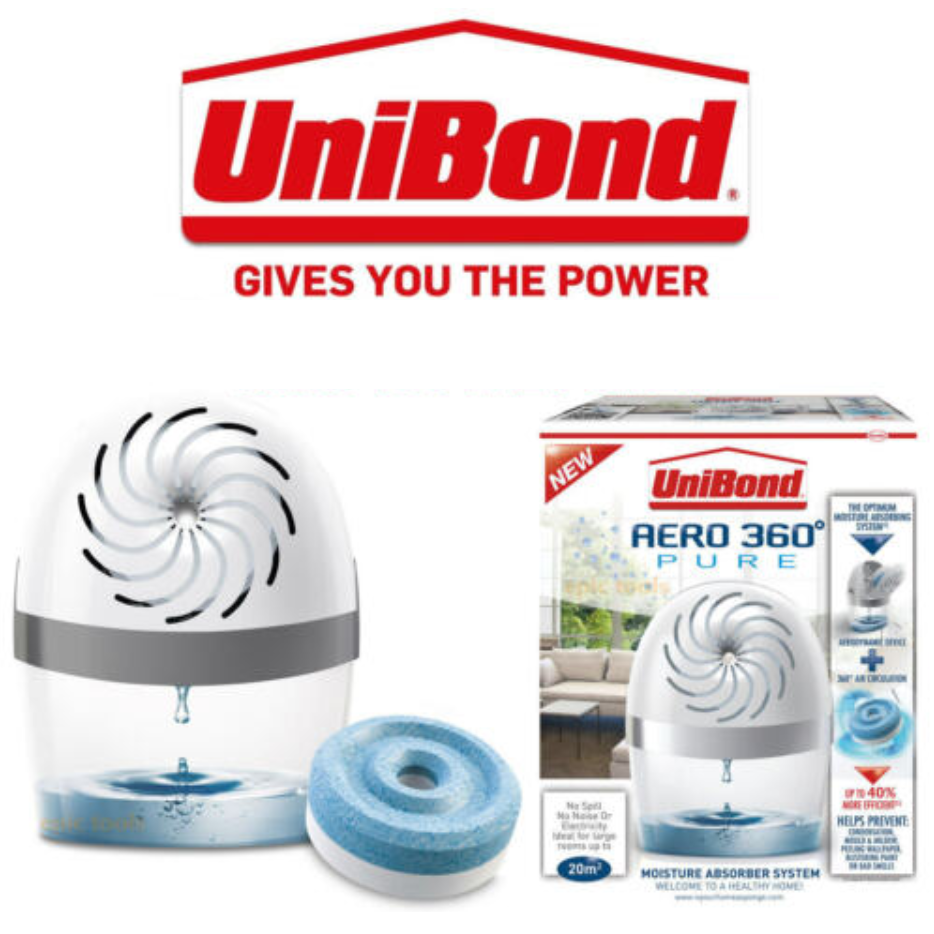Unibond AERO 360 Moisture Absorber Dehumidifier Get 1 machine and 1 refill Helps prevent condensation in damp rooms Aerodynamic device systems system rooms room Refillable Refill prevents preventing prevent Or in Genuine Devices Device Dehumidifiers Dehumidifier Damp Condensation bedrooms bedroom bathrooms bathroom absorbs Absorbing absorbent Absorb