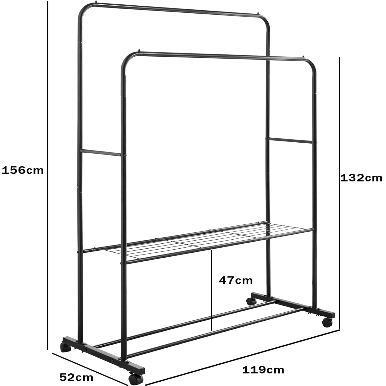 Free Standing Heavy Duty Double Clothes Rail